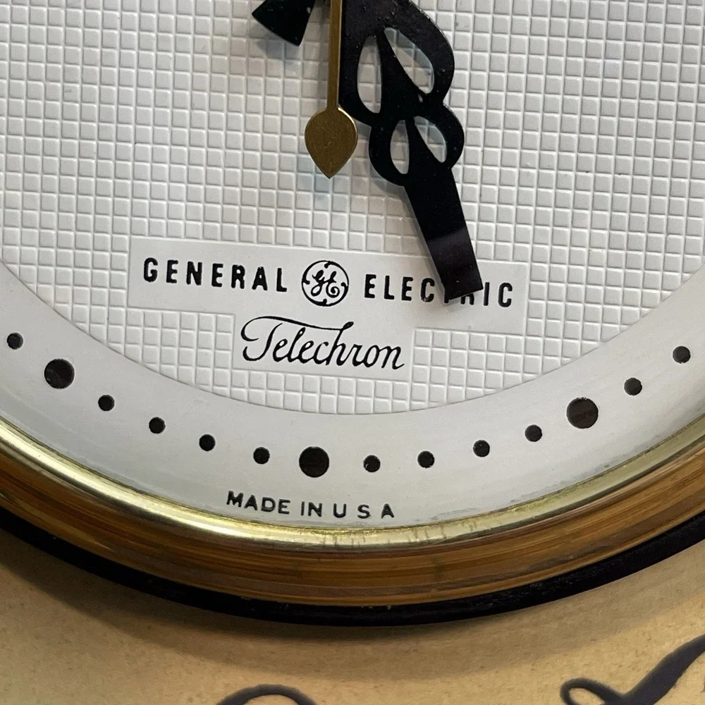 Vintage GE Telechron Electric Wall Clock Metal MCM Gold 1950s WORKING Retro